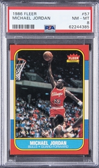 1986-87 Fleer #57 Michael Jordan Rookie Card – PSA NM-MT 8